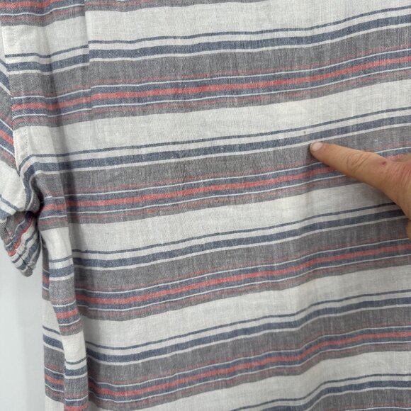 Rails Shirt Mens Large Gray Red Blue Stripes Button Up Camp Casual Linen Rayon - Picture 11 of 13